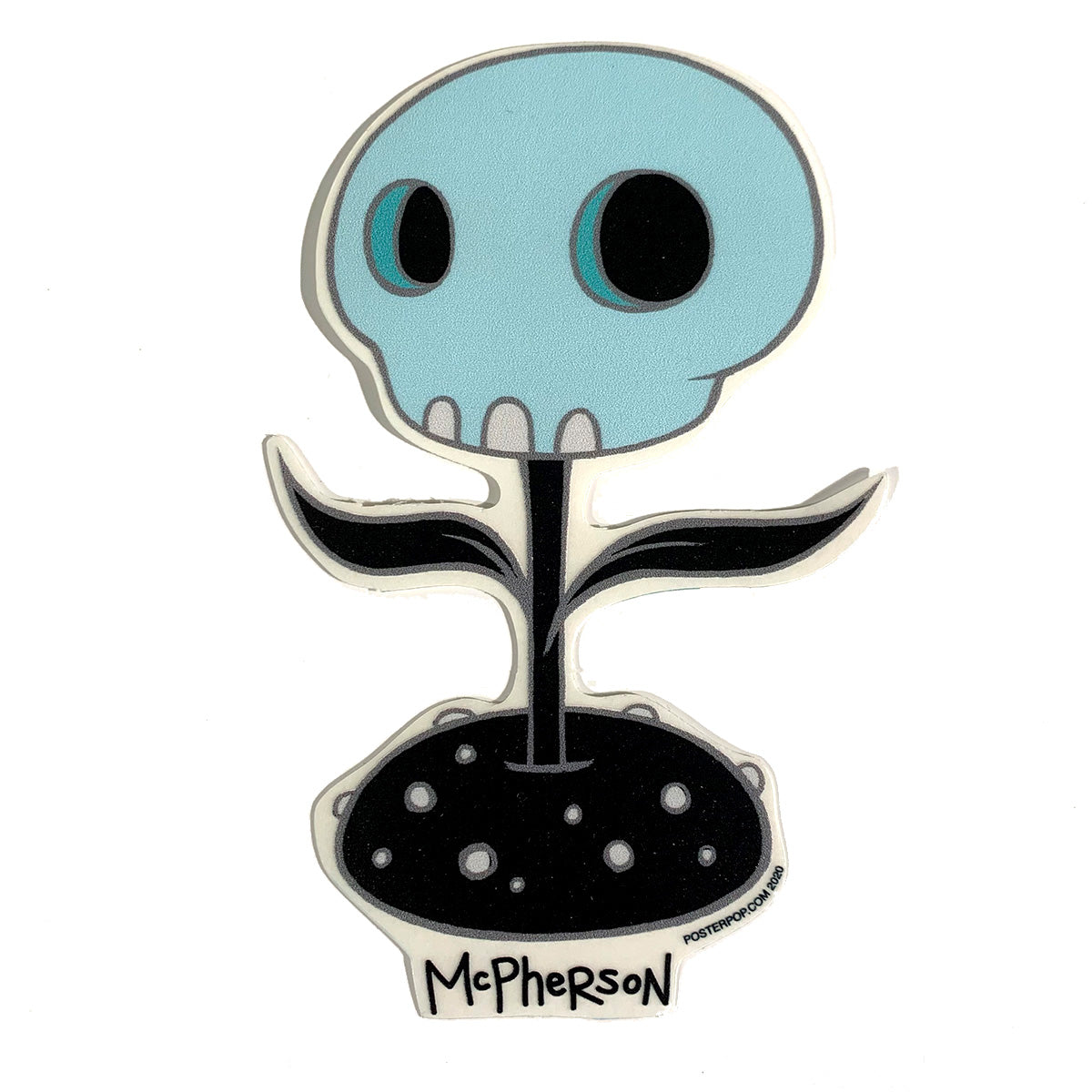 Skull Flower Blue Sticker