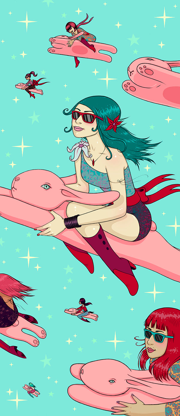 The Bunny Riders Oversized Archival Art Print by Tara McPherson The